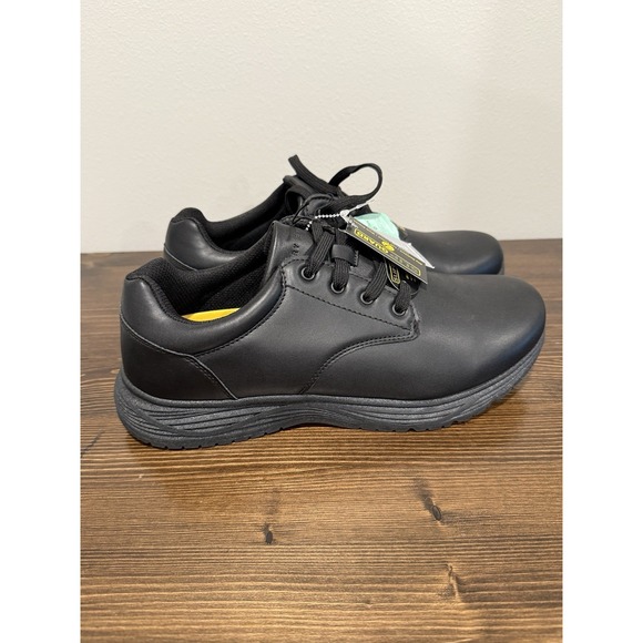 Perry Ellis Portfolio Men 10.5W Slip Guard Resistant Slip-On Black Work Shoes - Picture 4 of 8